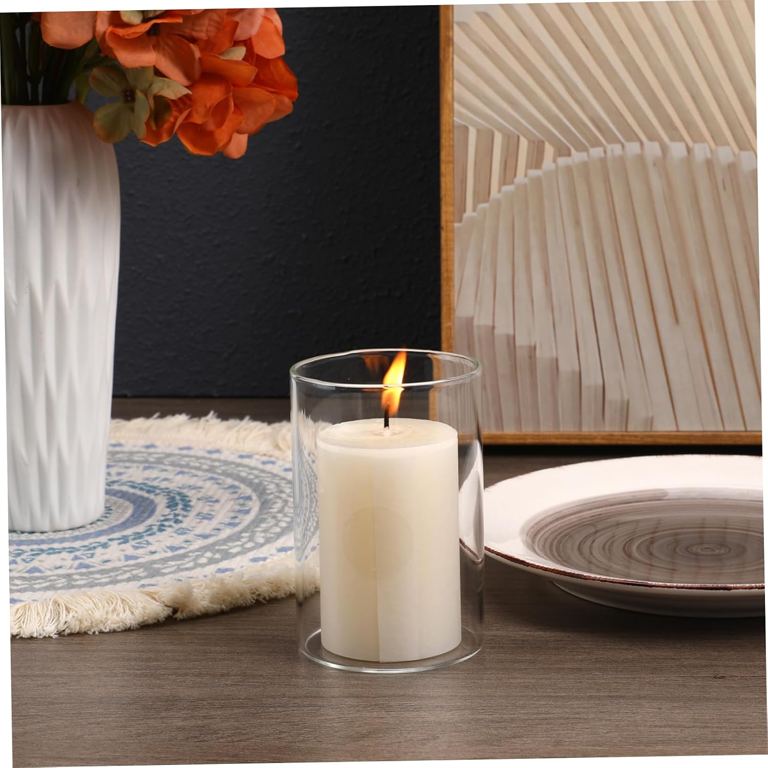 BESTOYARD Small Glass Candle Cup 3pcs Set Aromatherapy Candle Holder for Home Decor