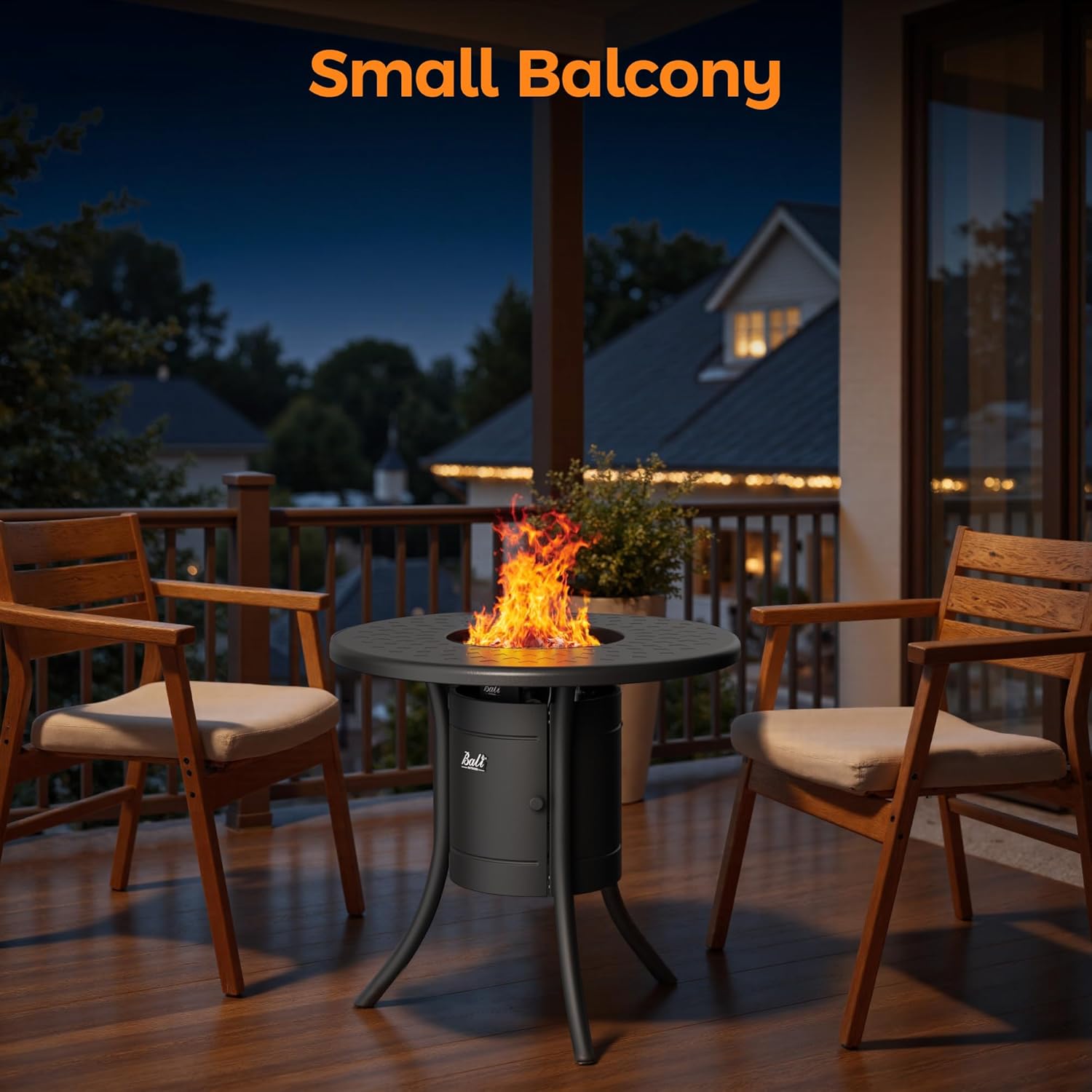 BALI OUTDOORS Dual 1-Pound Propane Fire Pit Outside, 26 inch Outdoor Fire Pit Black, Round Firepit Table for Outside Patio