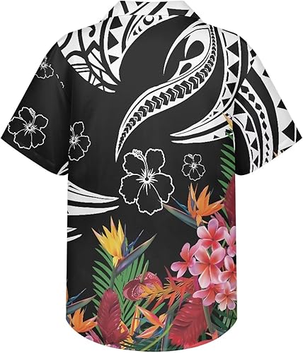 Vista 2 de AmzPrint Vestido hawaiano Luau para mujer en hibisco, elegante, casual, corto, corto, acampanado, vestido floral para invitados de boda