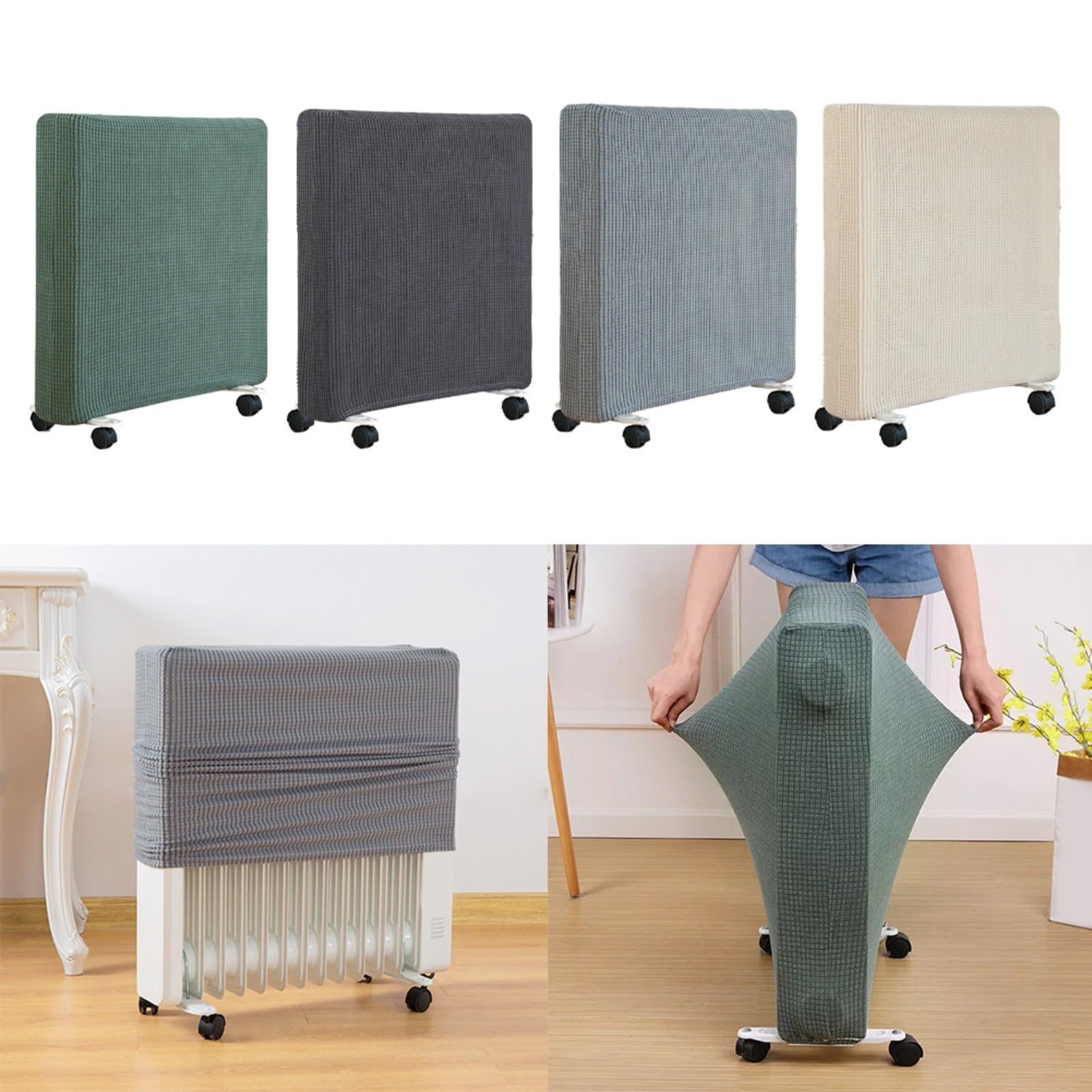 Custodia protettiva elastica per termosifoni in poliestere, traspirante e antipolvere per riscaldamento domestico, con coulisse per una presa sicura, soluzione compatta (grigio scuro S)