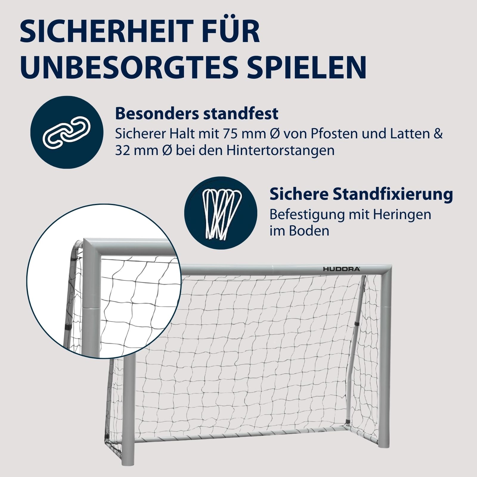 HUDORA Fußballtor Expert - großes Outdoor-Tor für Kinder und Erwachsene - wetterfestes und standfestes Tor mit engmaschigem Netz - Hochwertige Outdoor Torwand für Freizeit und Training