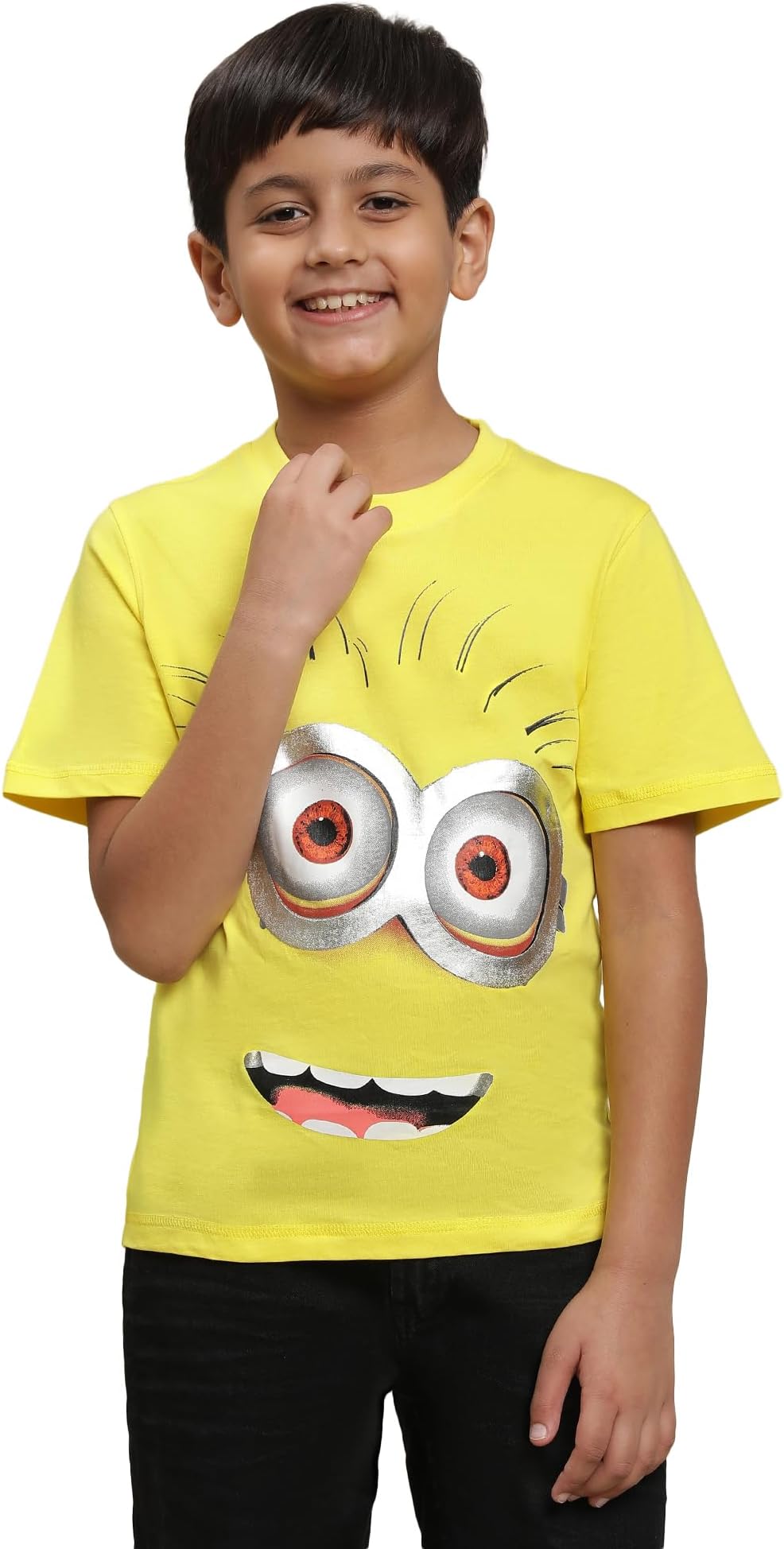 KidsvilleMinions Printed Regular Fit Yellow Cotton Boy's T-Shirt
