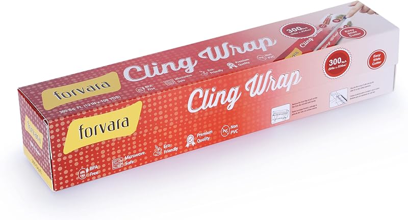 Envoltura plástica sin PVC para alimentos - Rollo de 300 pies cuadrados con cortador deslizante