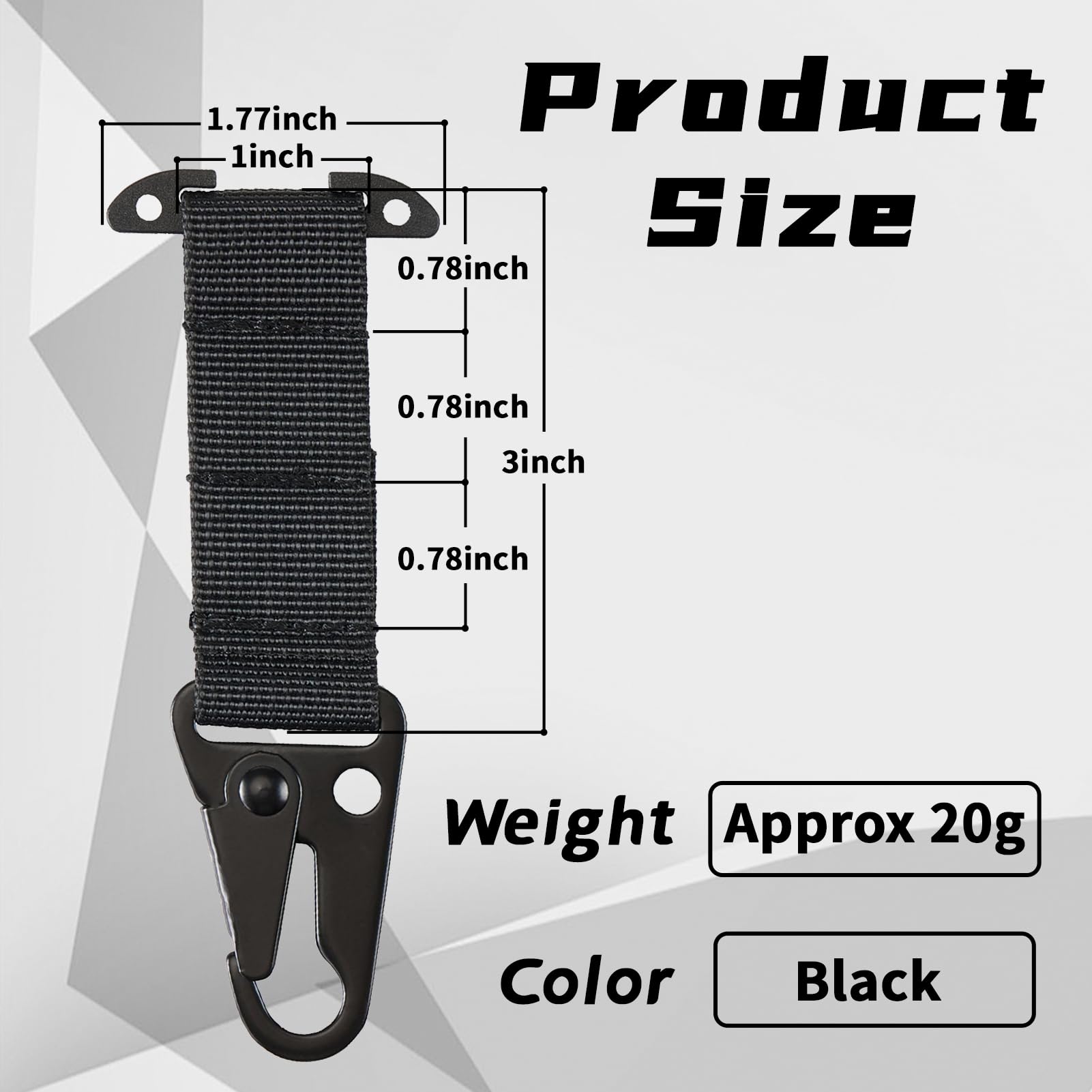 Tactical Gear Clip,Hanging Molle Webbing Belt Clip T-Mount Molle Clips Clash Hook for Outdoor Tactical Backpack Vest Key Holder Accessories (Black 2pack)