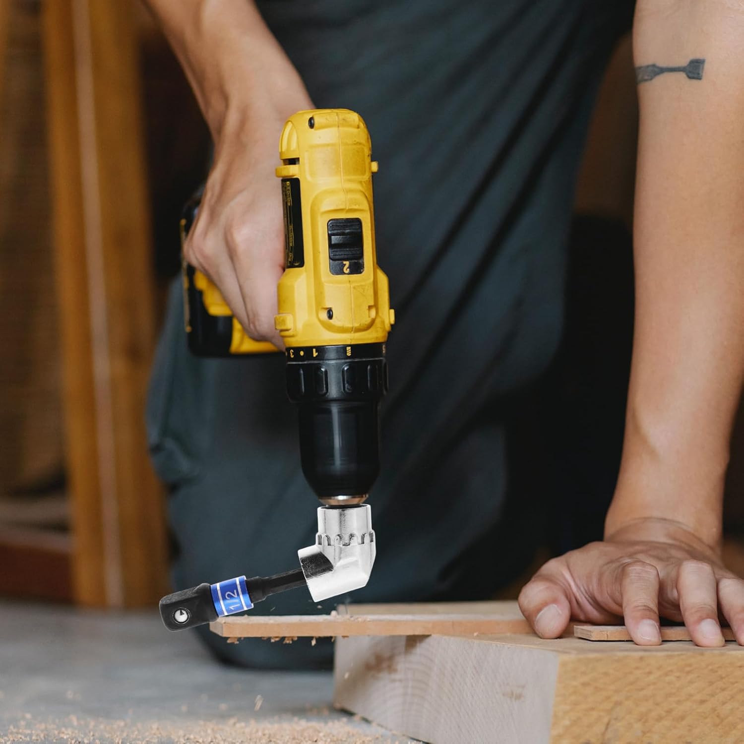 VILLCASE 2sets Right Angle Drill Attachment Adapter Drills Easy to Install Tool for Home Workshop Construction Use