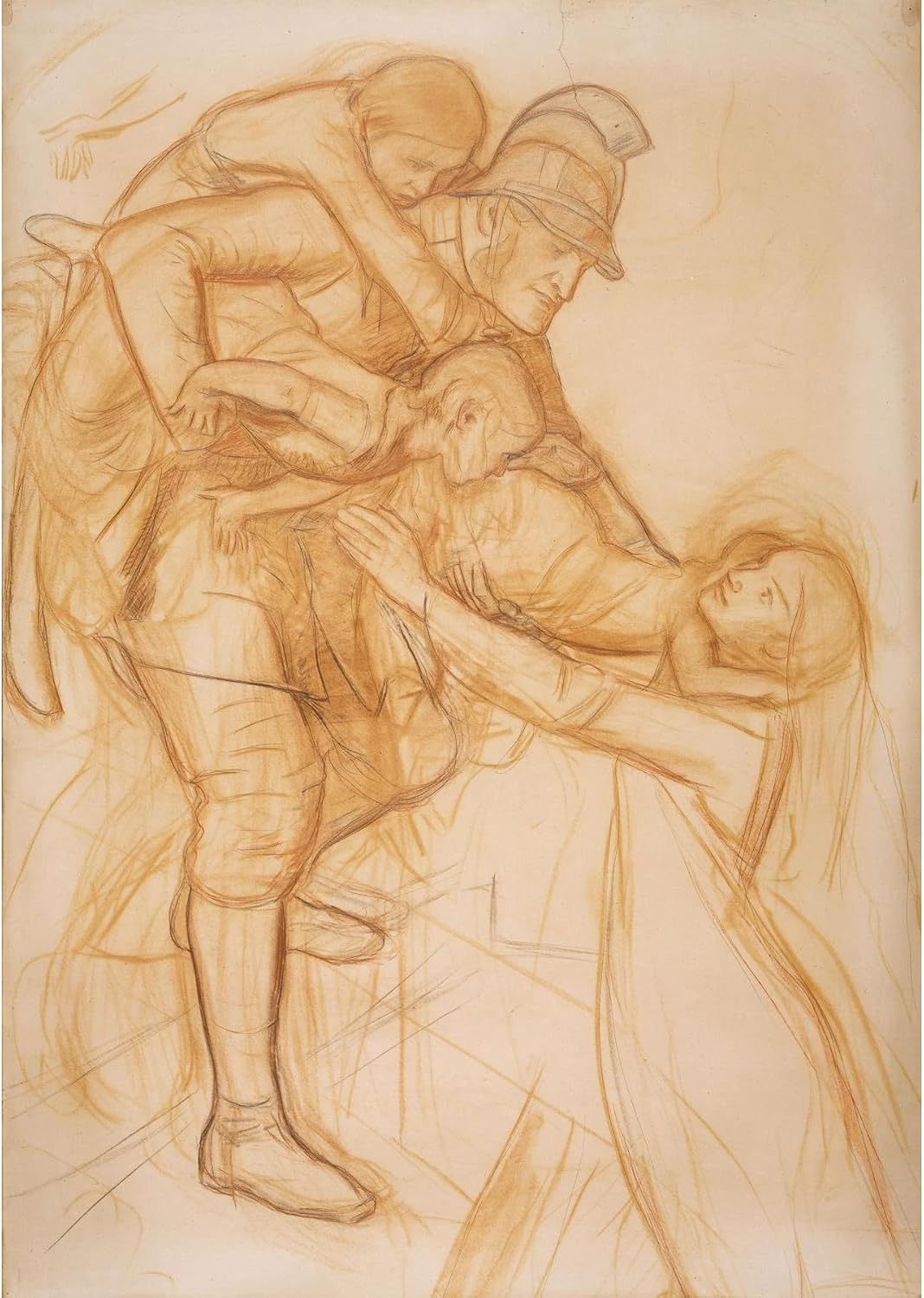 ArtDirect The Rescue (1855) Unframed Art Print Giclee Poster by Sir John Everett Millais - Ready for Framing with Customization Sizes 7x10, 10x14, 14x20, 24x34, 34x48 and 43x60 inches