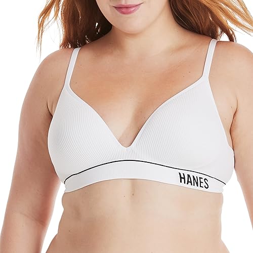 Hanes Women's Originals Contour Wireless Seamless Rib Bralette, ComfortFlex Fit Wirefree Bra