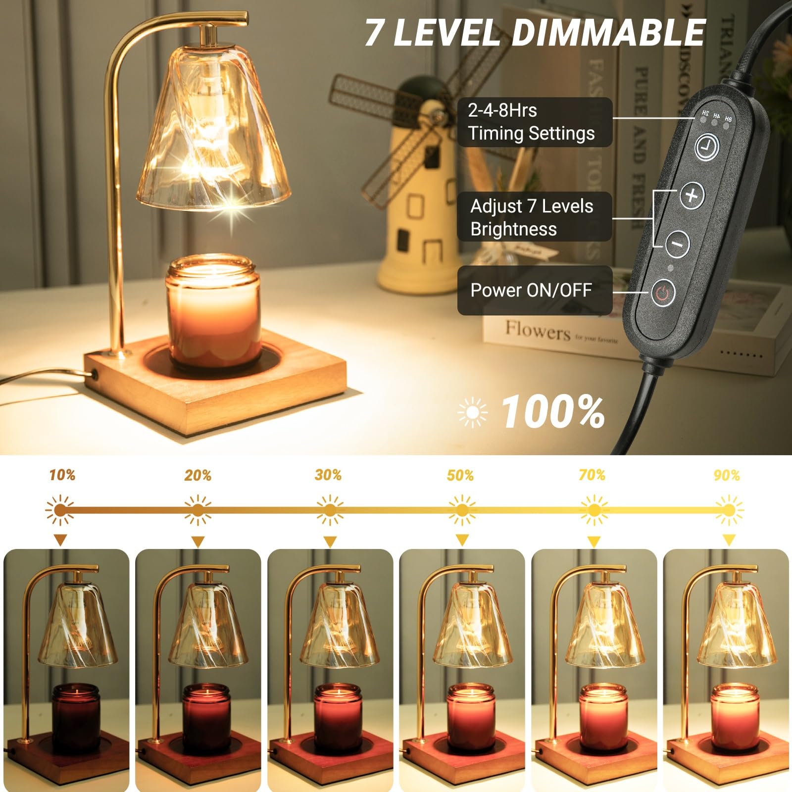 LANICHO Chauffe-bougie électrique avec minuterie, chauffe-bougie électrique avec hauteur