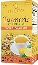 Hyleys Ginger Turmeric Tea Lemon Flavor - 25 Tea Bags - Wellness Herbal Supplement Green Tea