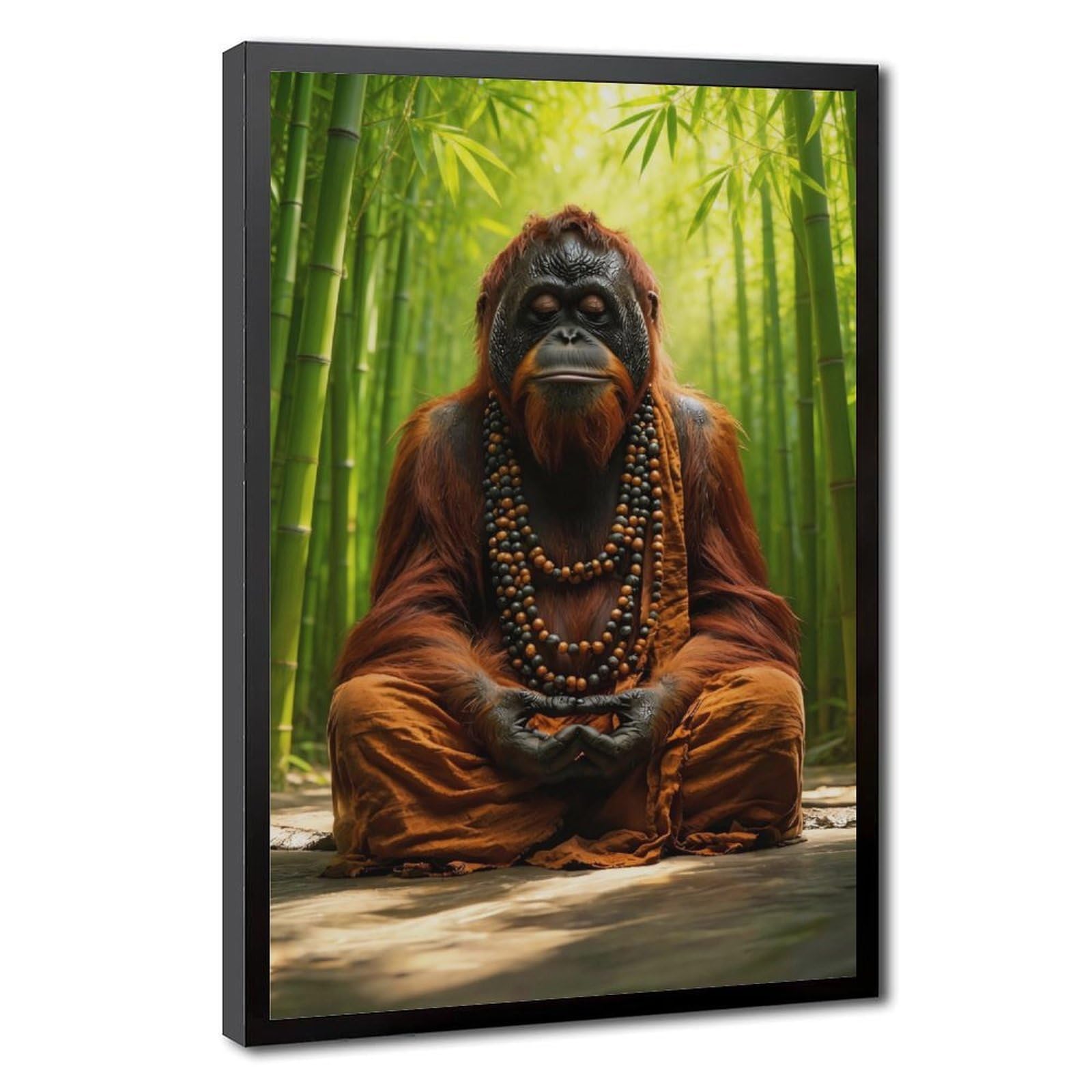Bareronor Zen Ape Meditating Canvas Poster for Living Room Decor Gift