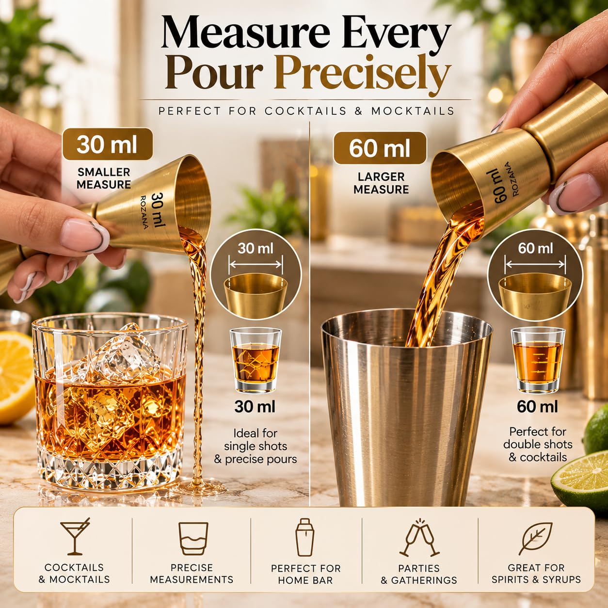 Rozana Peg Measure - Stainless Steel Jigger -3