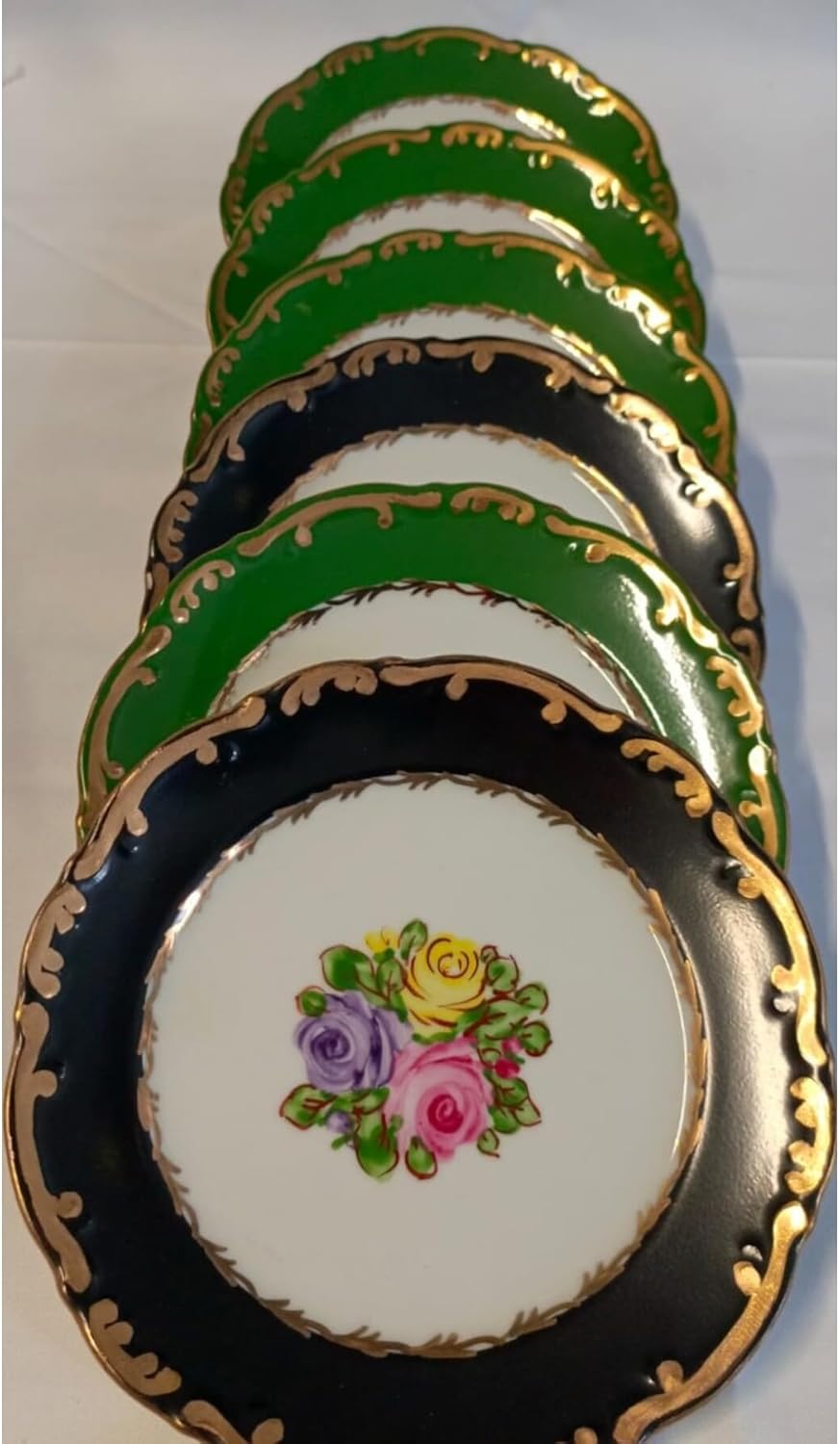 SODEF Dessert Plate Set Hand Painted Multicolor Porcelain 8-Inch Modern Style Cake Salad Appetizer Plates, 6 Piece - Multicolor, One Size