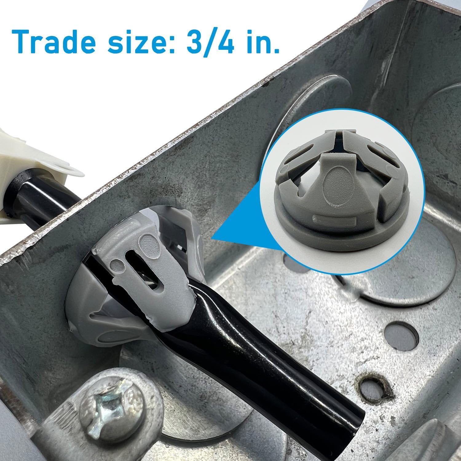 Dicio Junction Box clamp Hole Bushing Knockout R-omex Connector snap in fits 1" knockouts, 20 PCs Push-in Cable Connector Non Metallic Cable clamp Hole Bushing for Junction Box