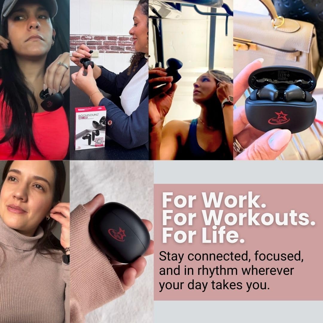 T-90 BoomSounZ Sweatproof Wireless Earbuds – ENC Noise Cancelling Ear buds with Dual Mode for Music & Gaming, Deep Bass Touch Controls, Fast Charging Long Battery Life, Secure Fit for Workouts & Calls