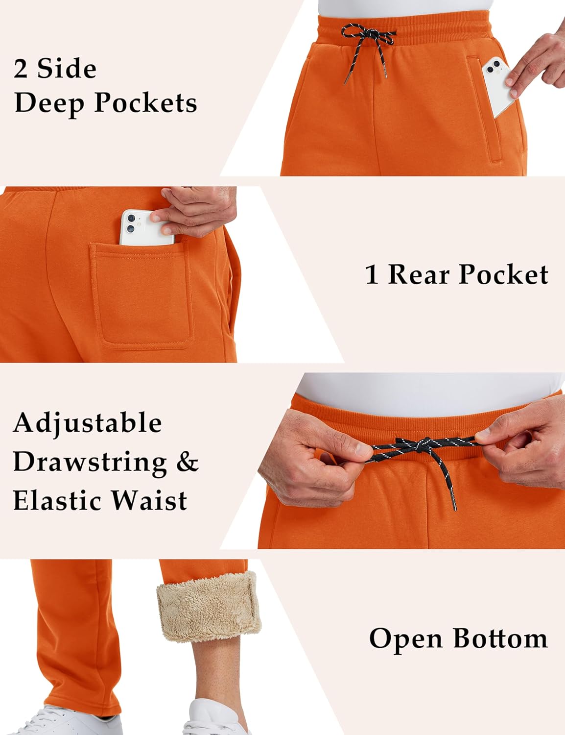 MAGCOMSEN Men's Winter Fleece Pants Sherpa Lined Sweatpants Thermal Warm Thicken Pants Active Joggers with 3 Pockets - Image 4