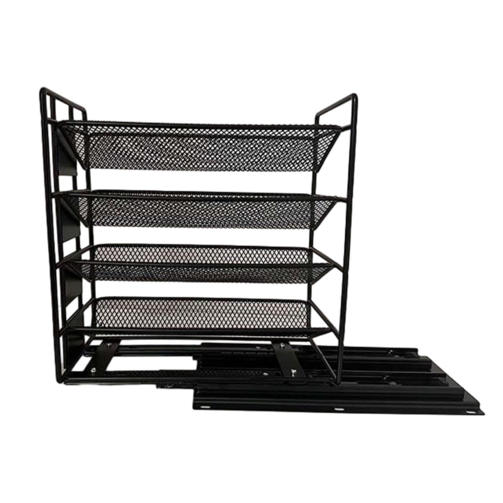 CYDZSRA Sliding Drawer Basket Spice Rack Easy Access Organizer Shelf Cabinets Slide Out Spice Storage Solutions Slide Out Rack Wide Sliding Organizer Shelf