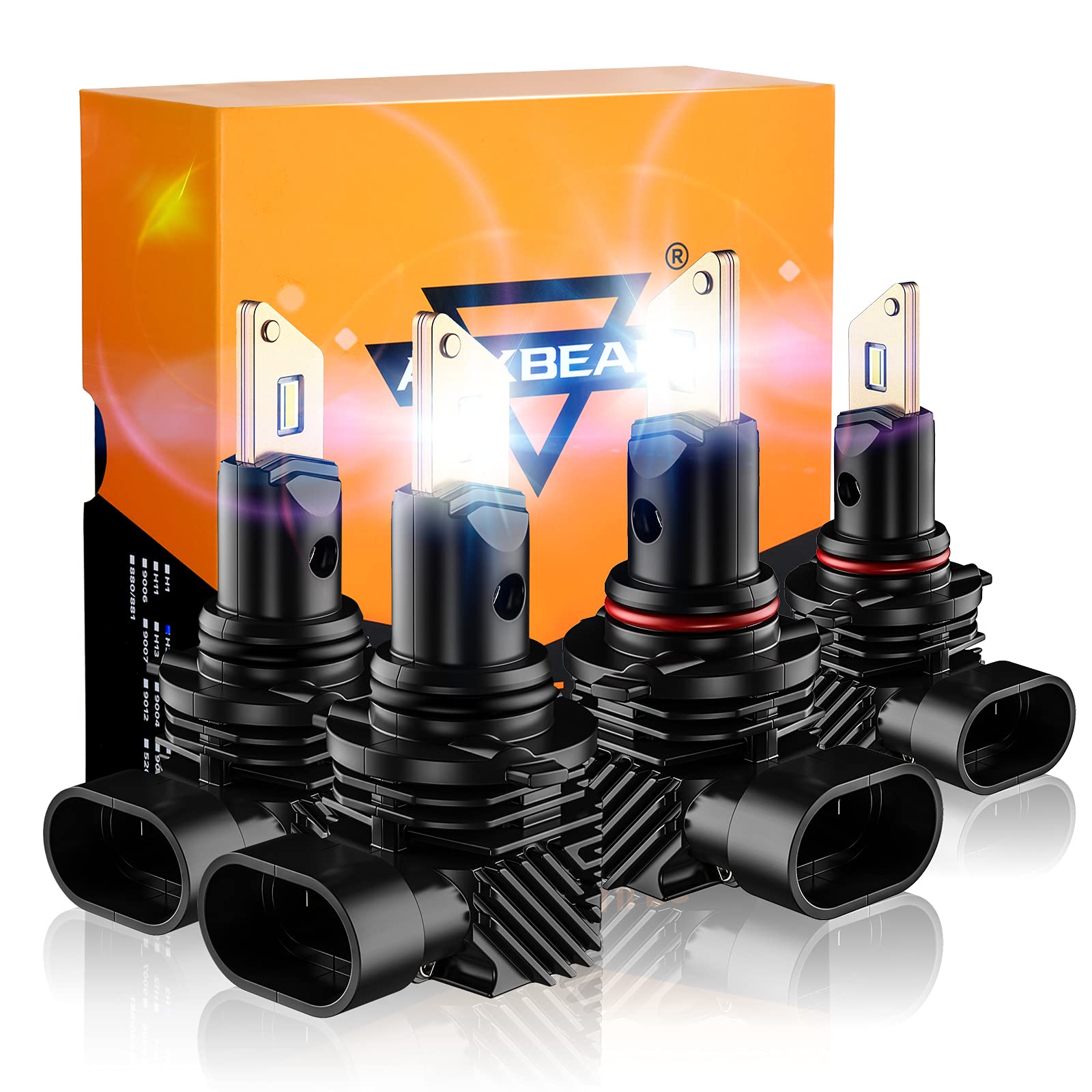 Auxbeam9005 9006 Combo LED Fog Light Bulbs Kit Fanless, Plug and Play Design HB3 HB4 LED Bulbs Kits, 300% Brighter 6500K Cool White, NF-Q10 Series 4 PCS