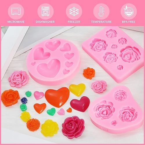Miniatura 6 de Molde de silicona con letras del alfabeto, moldes de números en forma de corazón de rosa, molde para pasteles para hornear gomitas, fabricación de
