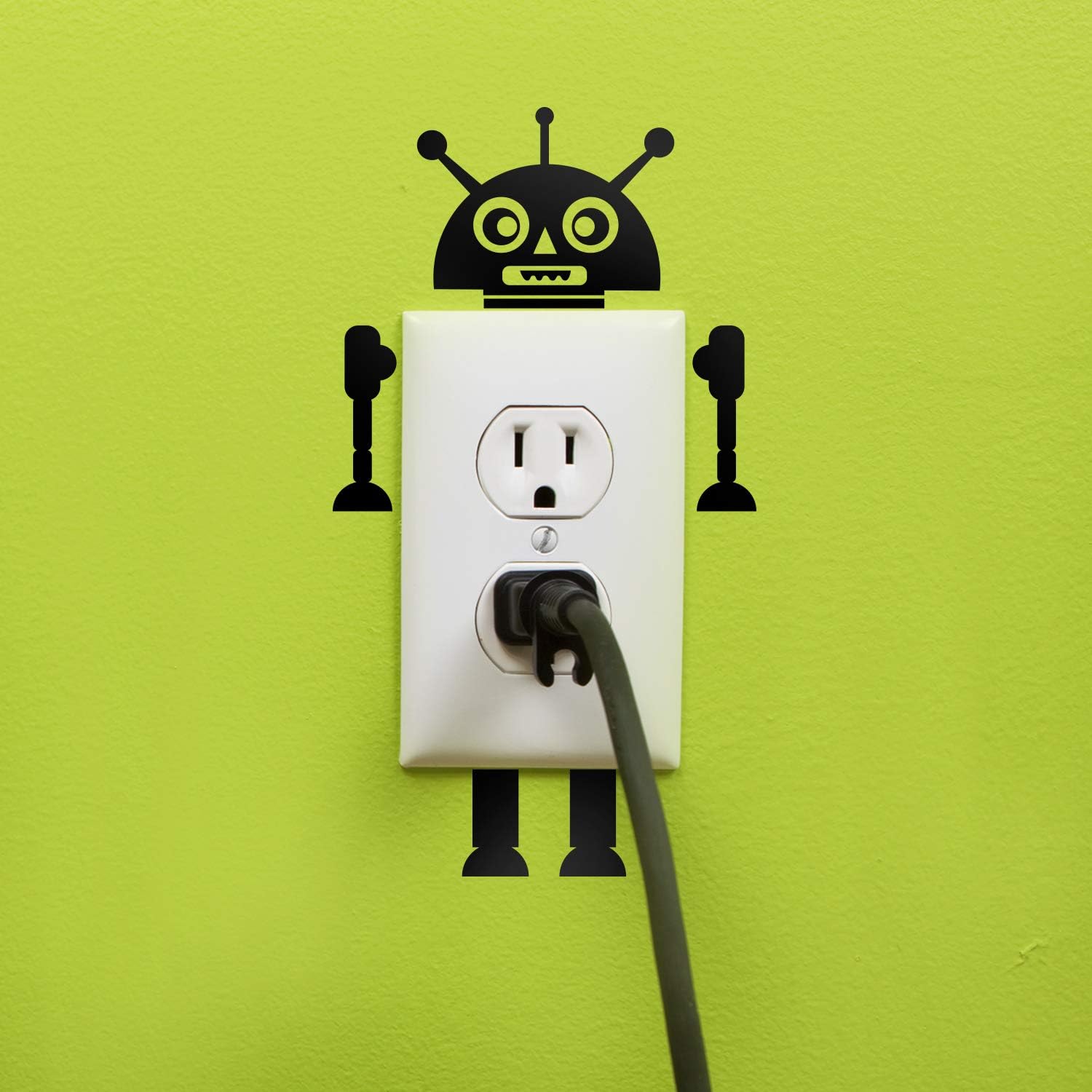 Vinyl Wall Art Decal - Cute Little Robots - Cool Home Apartment Kids Bedroom Nursery Playroom Light Switch Decor - Laptop Computer Skin Car Bumper Sticker Designs (Black, 7