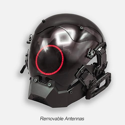 Miniatura 4 de XYSaiXuan Máscara punk iluminada para Halloween, cosplay, fiesta de DJ, club nocturno, máscara LED, Samurai Cyber Techwear, máscara facial completa