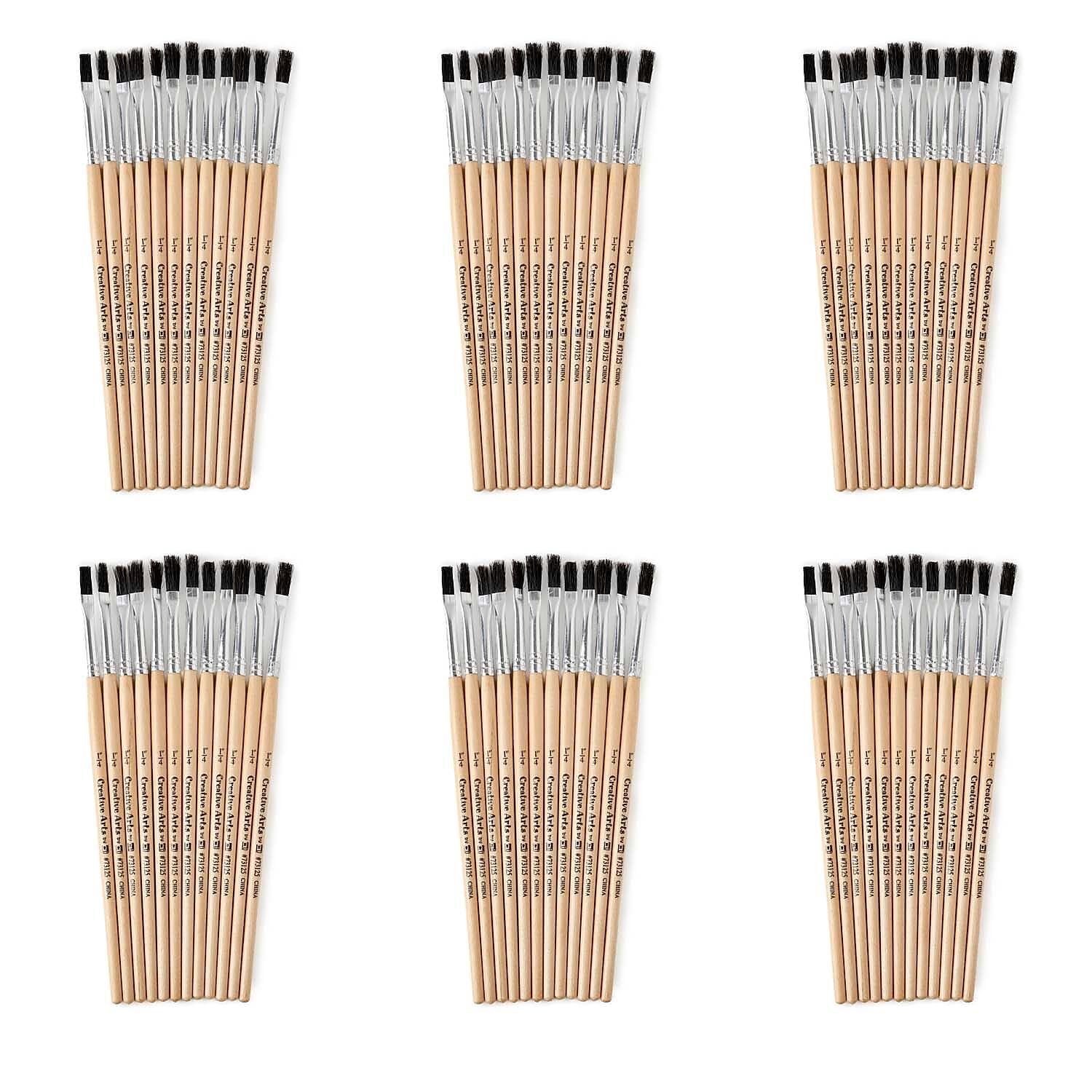 CLI Flat Tip Paint Brushes by Charles Leonard – 1/4 inch, Animal Hair, Natural, Black Bristles, Pack of 6, Model CHL73125-6