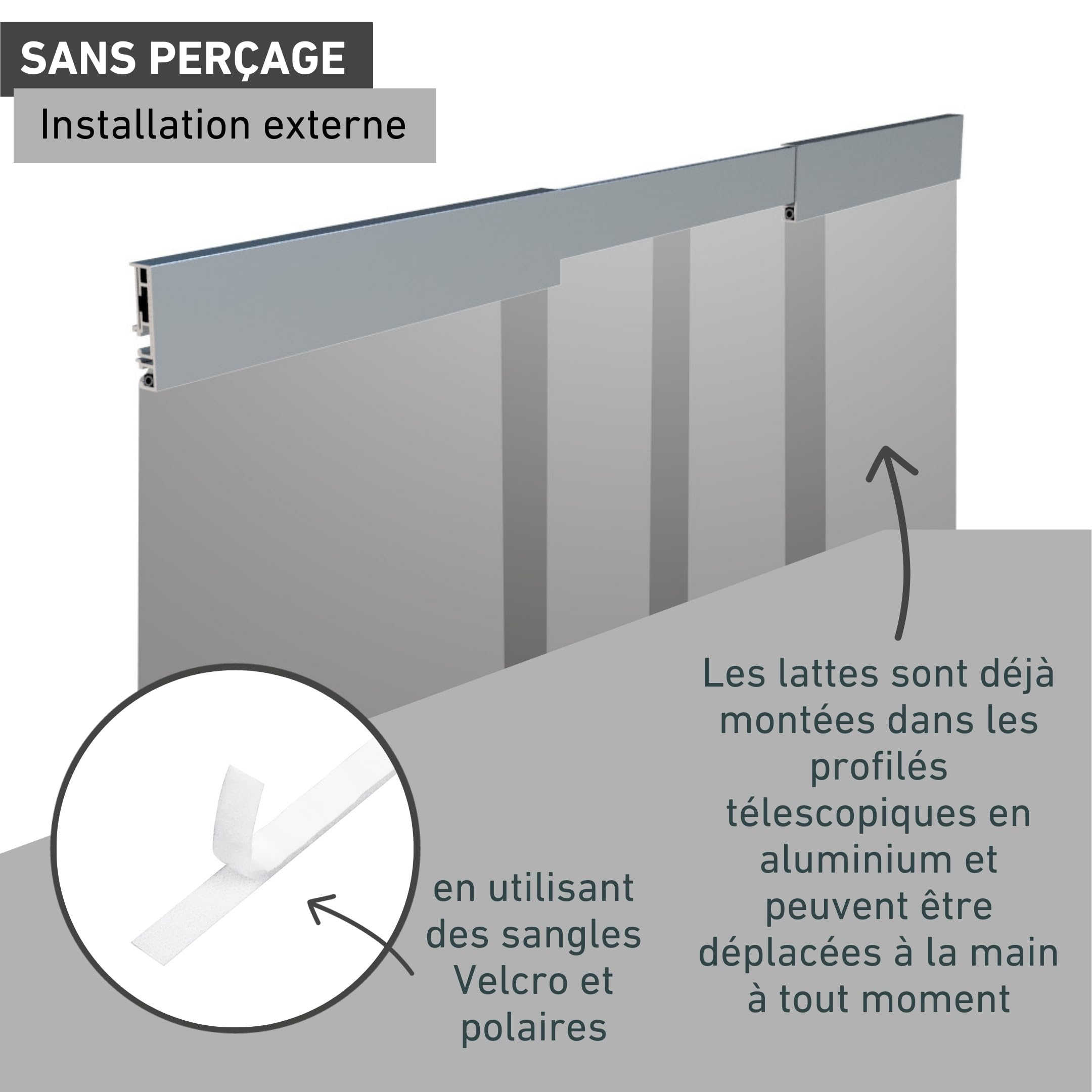Windhager rideau moustiquaire de porte télescopique - 120 x 250 cm - anthracite - anti moustique, rideau de porte, rideau anti mouche, filet moustiquaire, rideau à lamelles - sans perçage