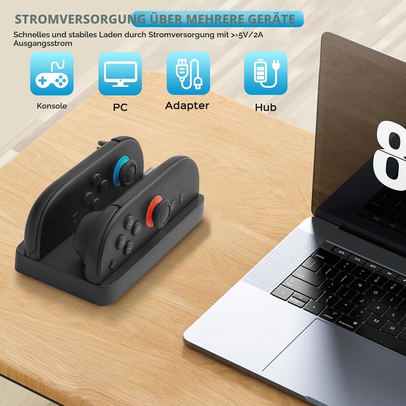 Mini Ladedock für Switch 2(2025),2-in-1 Mini Dual Ladestation für Nintndos Switch 2 Joy Cons Controller mit LED 2 Farben Anzeigeleuchte,2-Port kompakte Ladestation mit Typ C Ladekabel