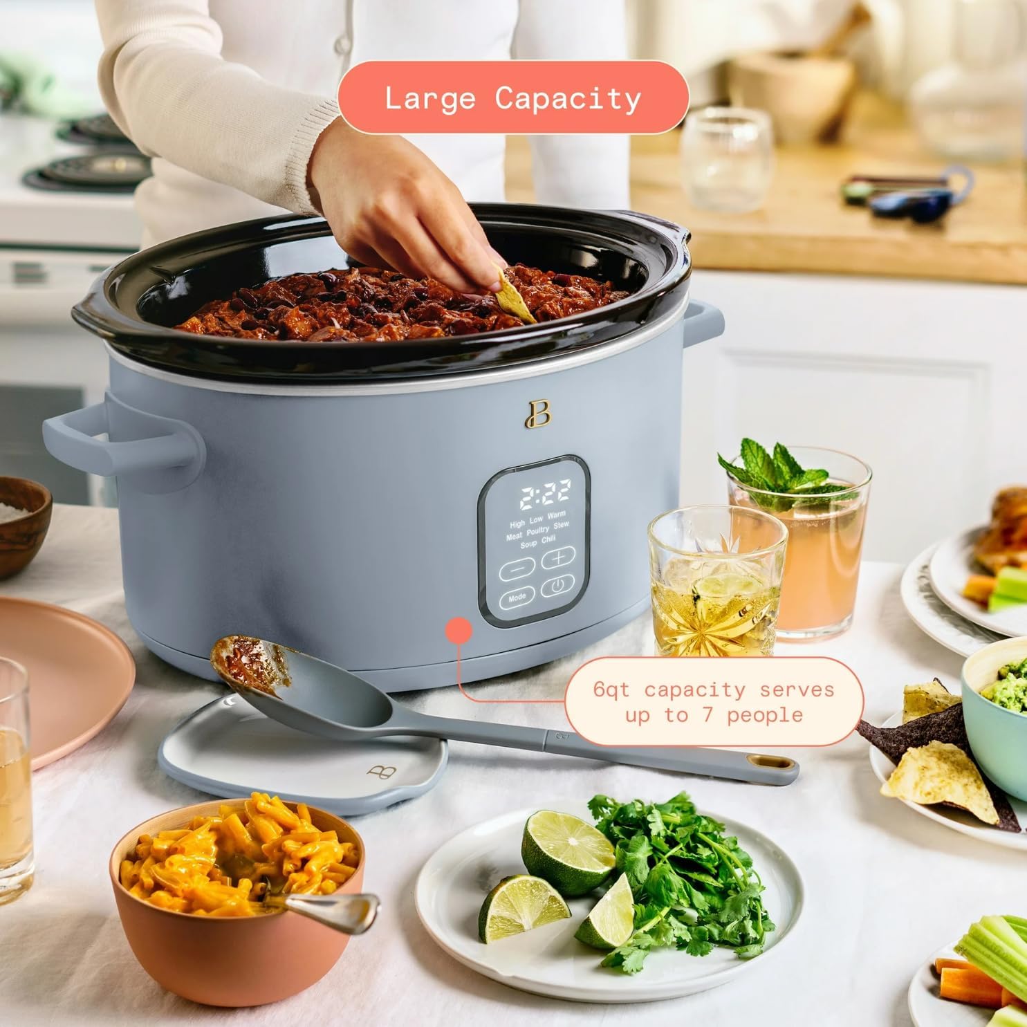 6 Quart Programmable Slow Cooker with Digital Timer, 5 Cooking Presets, Dishwasher Safe Crock Pot, Large Capacity, Easy to Use