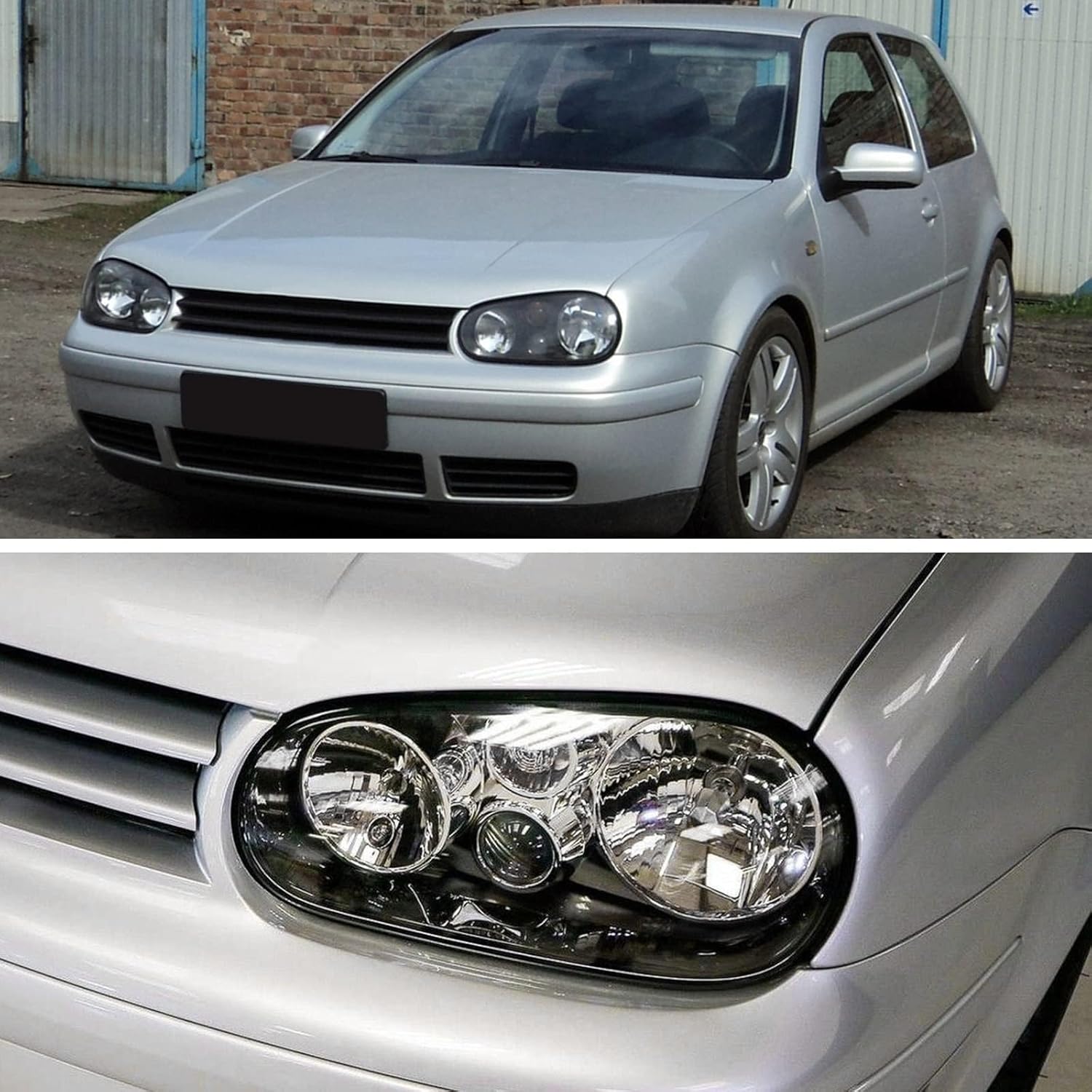 LSAILON Headlight Assembly Replacement Fit For Volkswagen For Cabrio 1999-2002 For Volkswagen For Golf 1999-2006 Black Housing Clear Lens Driver and Passenger Side 1J0941018C 1J0941017G