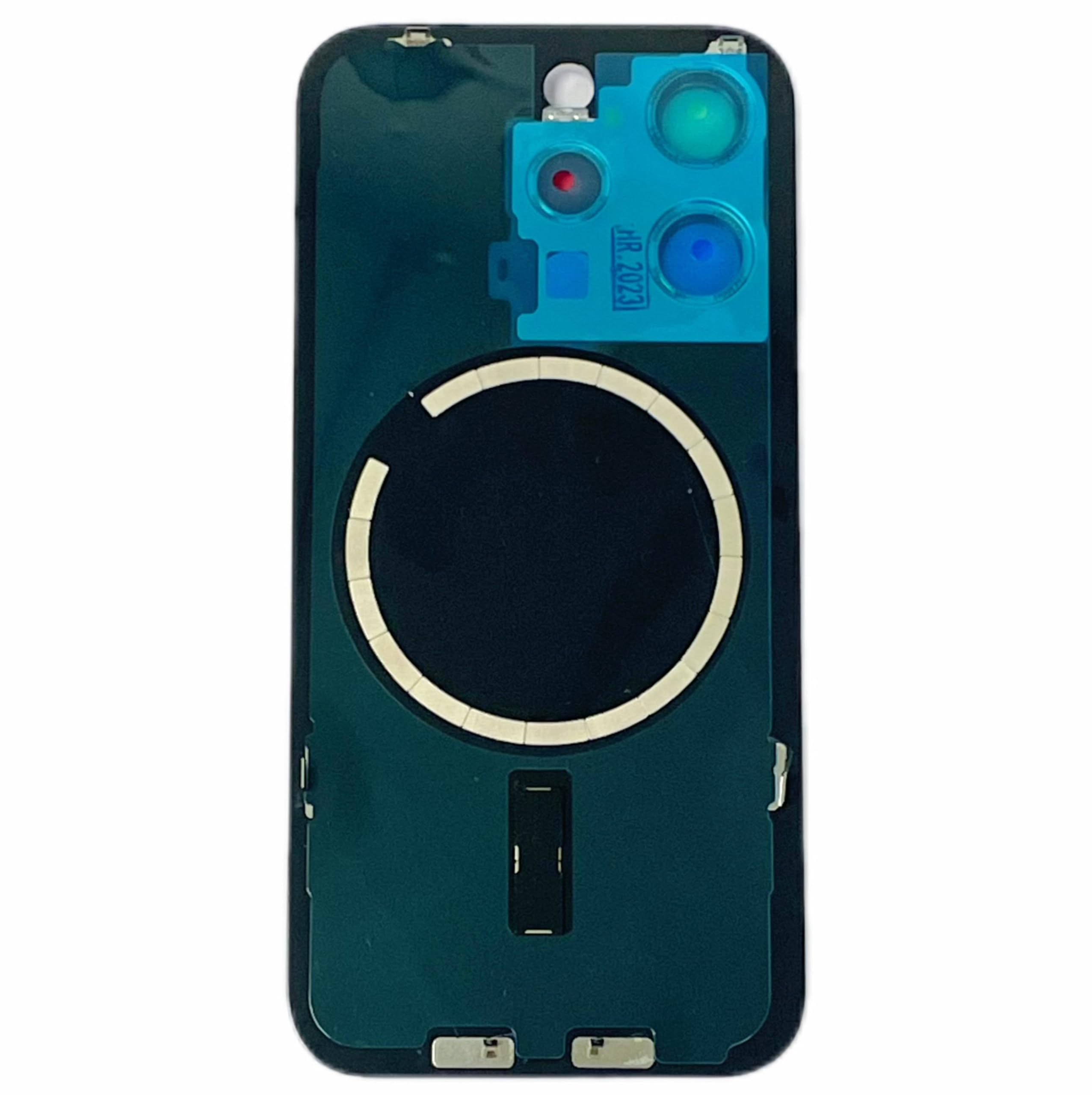 Coque Arrière De Rechange Pour IPhone 15 Pro – Verre Pré-assemblé Avec Aimants, Supports Métalliques Et Anneaux De Caméra (Bleu)