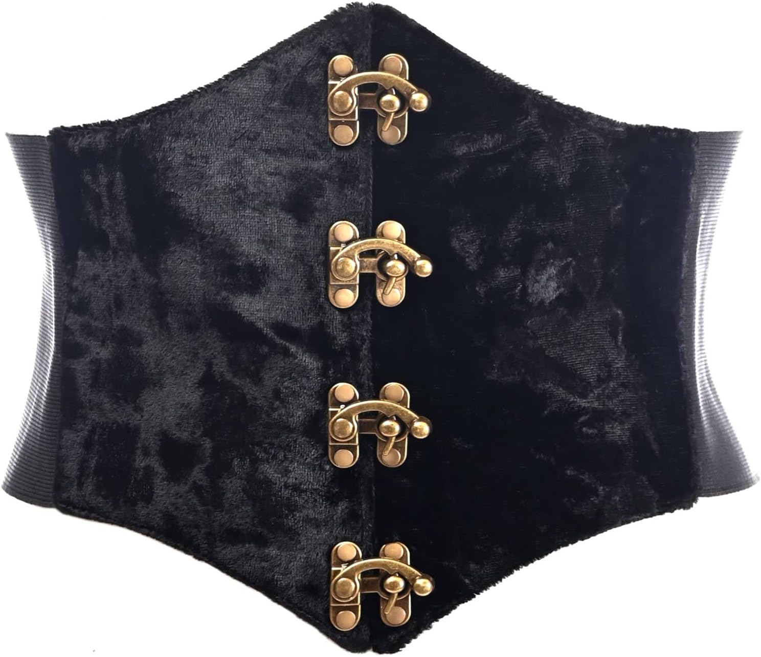 Lavish Dark Crushed Velvet Corset Belt Cincher w/Clasps