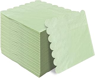 50 Pieces Round Edge 3-ply Sage Green Cocktail Napkins Beverage Napkins Dessert Napkins Disposable Paper Napkins for Wedding Birthday Party Paper Dinner Napkins