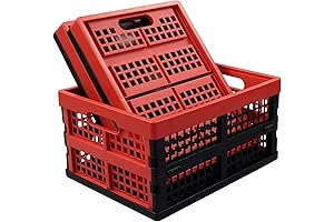 Yuright Small Folding White Milk Crate, 16 Quart Collapsible Storage Crate