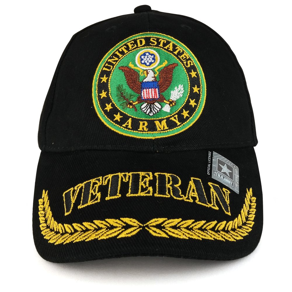 ArmycrewOfficially Licensed US Army Veteran Emblem Embroidered Structured Military Baseball Cap