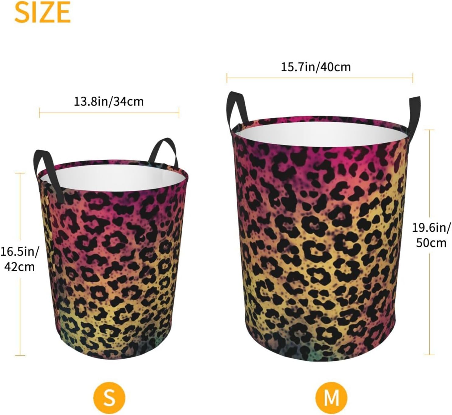 Star leopard print Laundry Basket With Handles, Foldable Laundry Hamper Oxford Cloth Dirty Clothes Basket Waterproof Clothes Toys Storage Bin Organizer for Bedroom Bathroom Dorm image 2