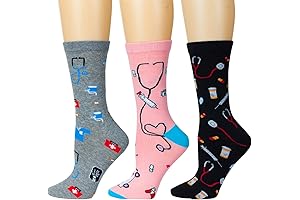Nurse Socks, Women's Novelty Crew Socks - 3 Pairs