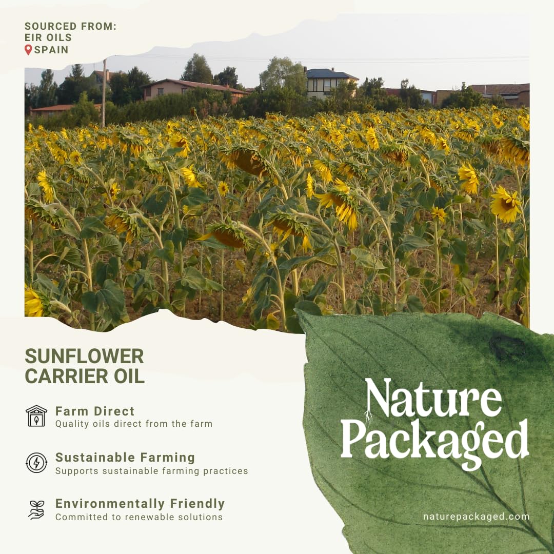 Nature Packaged Huile de tournesol (4 GAL) – Directement issue des terres agricoles EIR Oil dans les champs ensoleillés d'Espagne – Huile de support 100 % pure pour les cheveux, le visage et la peau