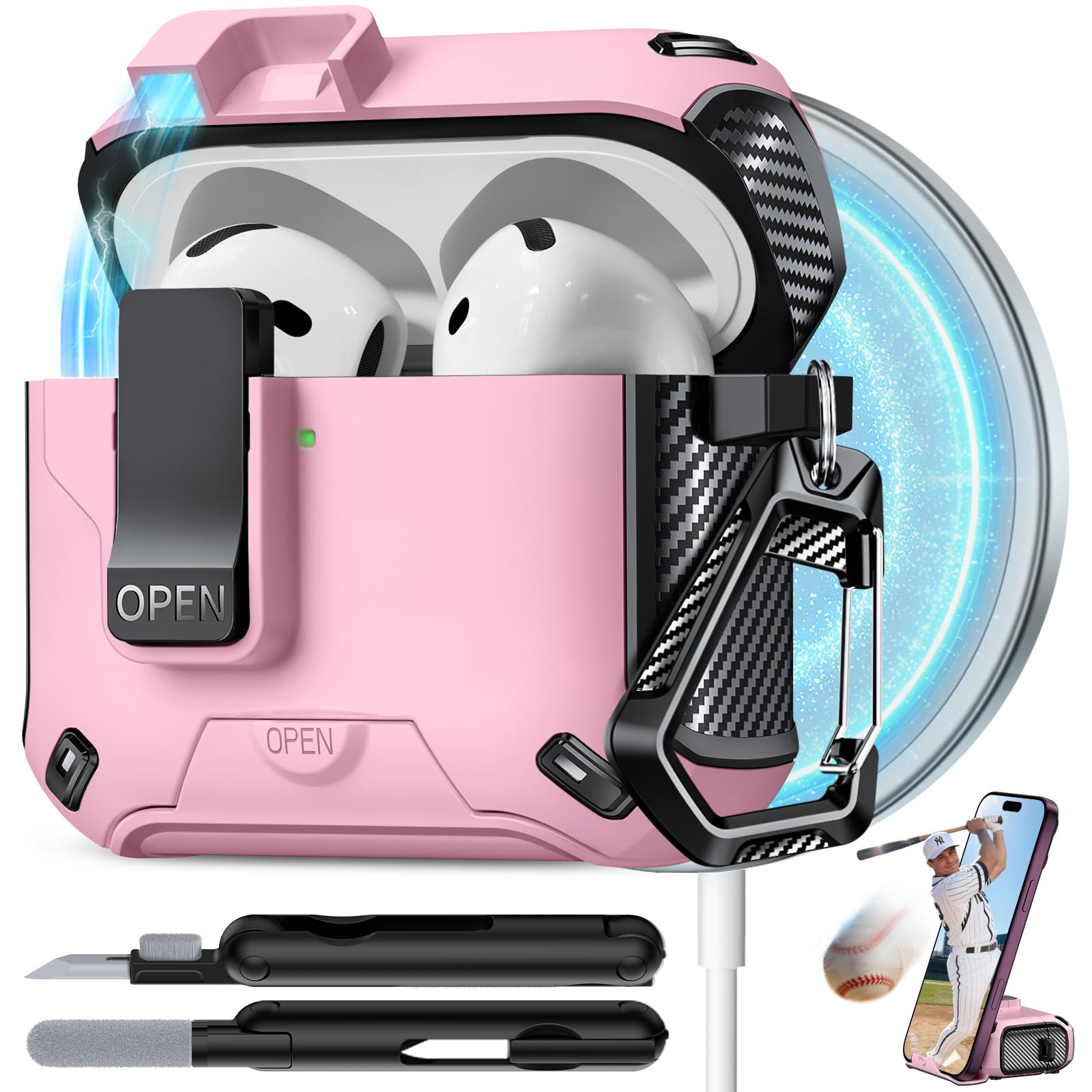 for AirPods 4 Case with Lock (Pink)