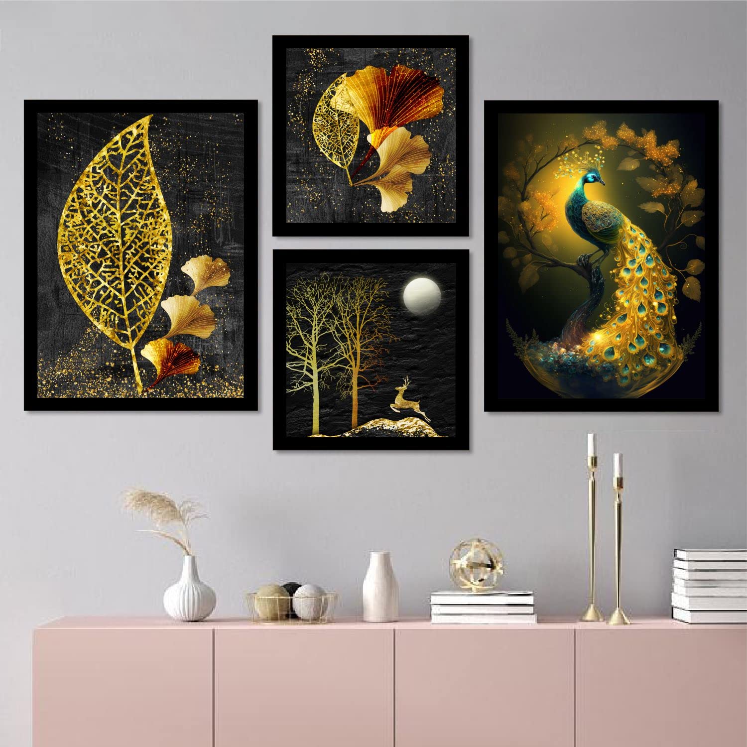 BANGERZ Large Framed Wall Paintings for Home Decoration - Modern Artwork for Living Room, Bedroom, Office, Hotel, and Cafe Wall Decor - Set of 4 Big Size Decorative Frames - Stylish Wall Paintings for Living Room Home Wall Decoration - Elegant Photo  (B0C6FD467H) Amazon Price History, Amazon Price Tracker
