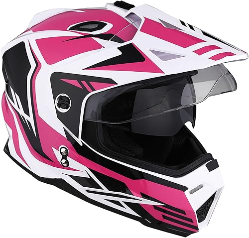 1Storm Casco integral de doble visera para niños, para motocicleta, motocross, todoterreno, color negro mate