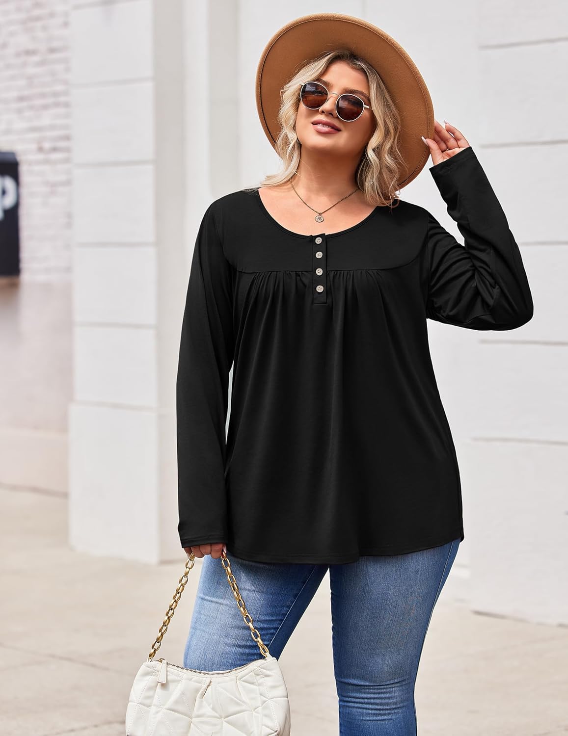 IN'VOLAND Plus Size Tops for Women Long Sleeve Shirts Crew Neck Casual Loose Tunic Blouse Fall and Winter - Image 4