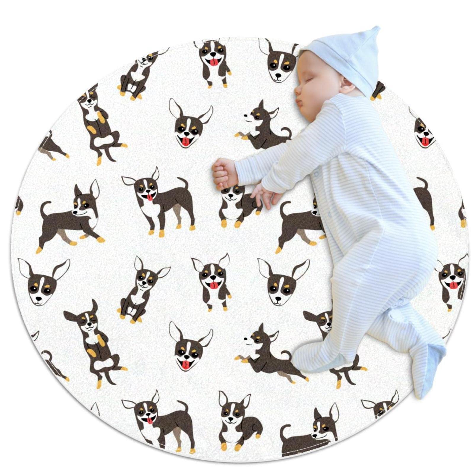 Tapis de jeu pour enfants JDEZ chien chihuahua 80cm pour chambre