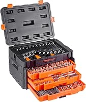 Vista 1 de VEVOR Mechanics Tool Set and Socket Set, 450 Pcs, 1/4, 3/8 and 1/2 inch Drive Deep and Standard Sockets, SAE Metric Mechanic Tool Kit with Bits