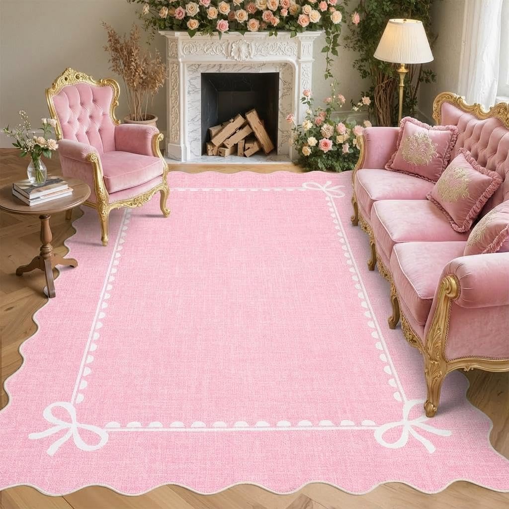 Tapis à poils courts antidérapant rose avec envers caoutchouc 160x230 cm