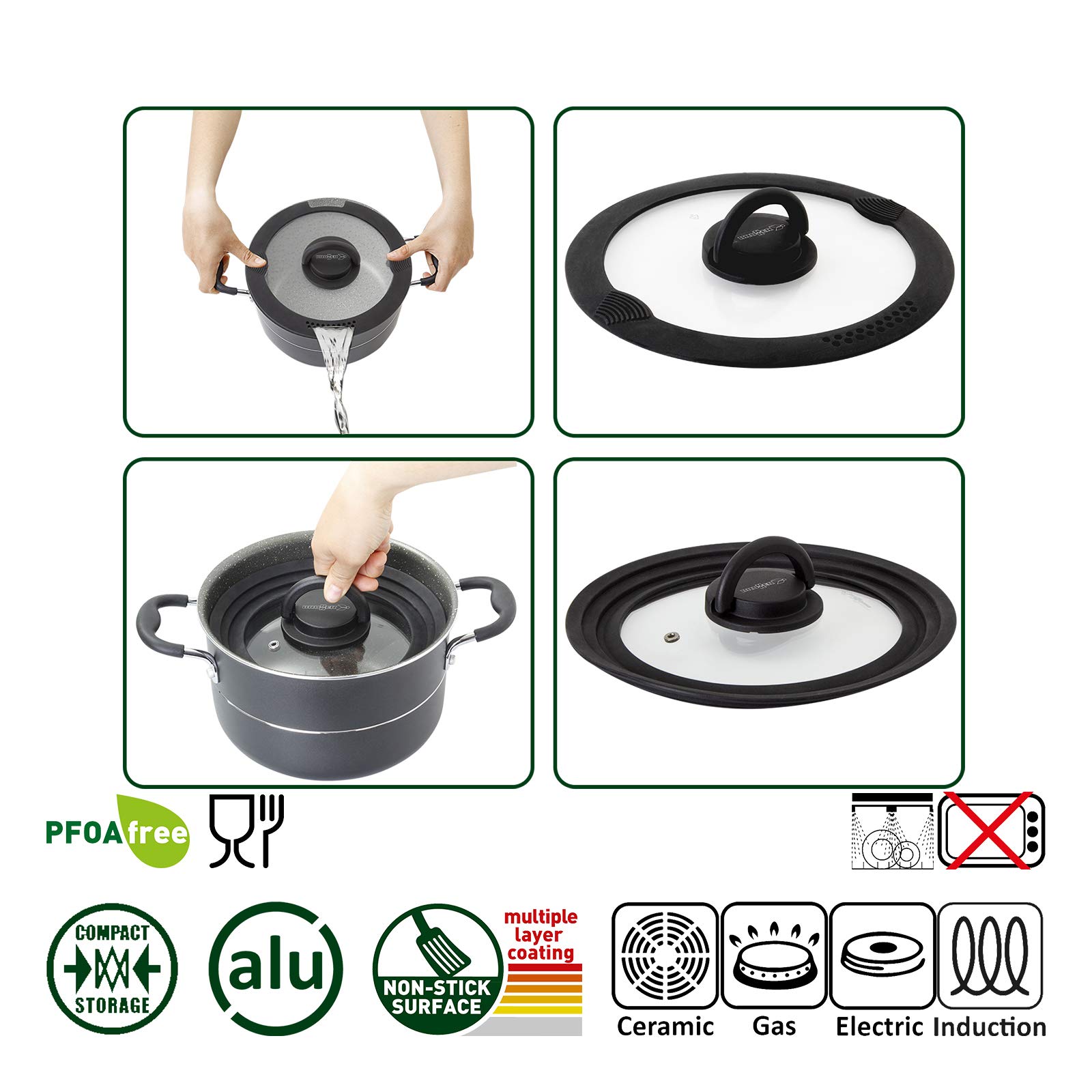 BRUNNER Camping Kochgeschirr-Set Alu (Töpfe und Pfannen) - ø 20, 22 oder 24-cm Pirate Vakublock - 4 Personen, Beschichtet, Leicht, Hochwertig, Stapelbar