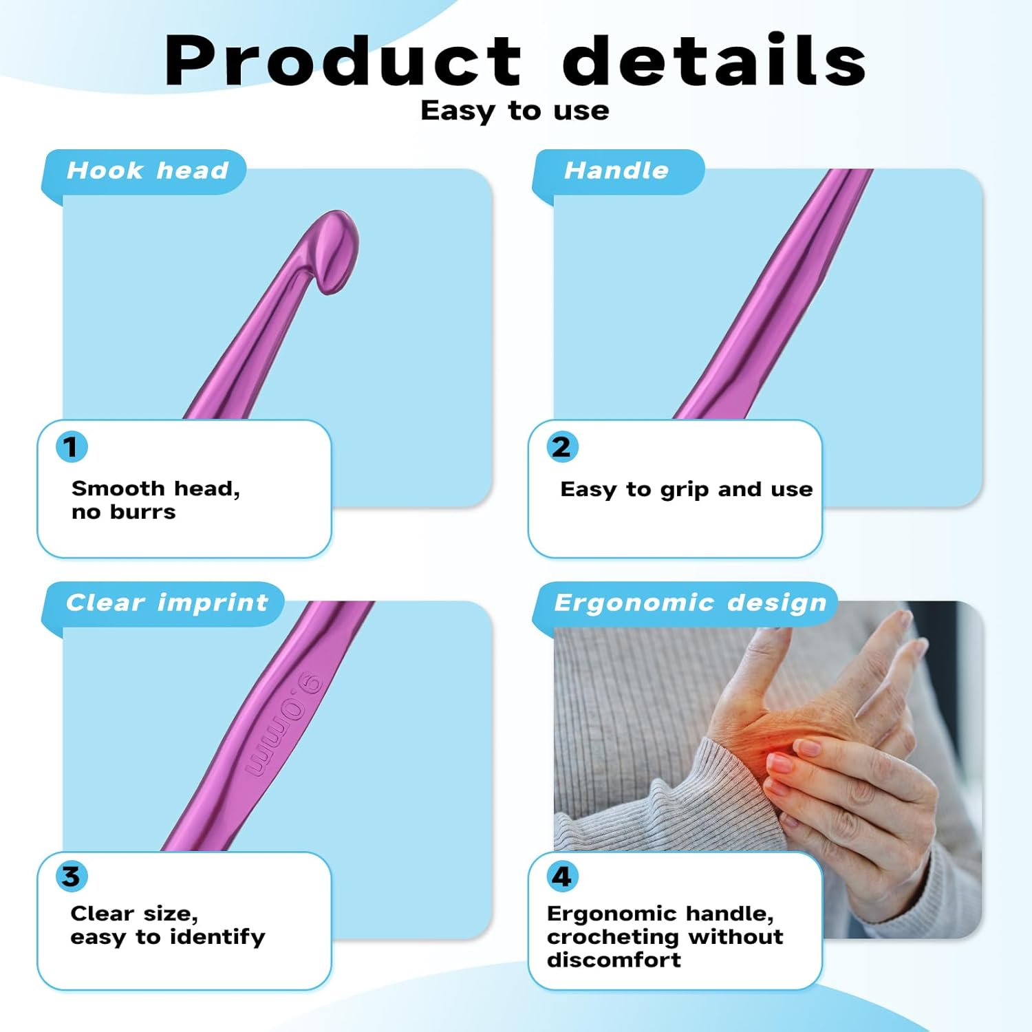 Mayboos 35 Pcs Crochet Hooks Set, Colorful Metal Crochet Hooks, Aluminum Ergonomic Handle Crochet Needles for Beginners and Experienced Crocheting