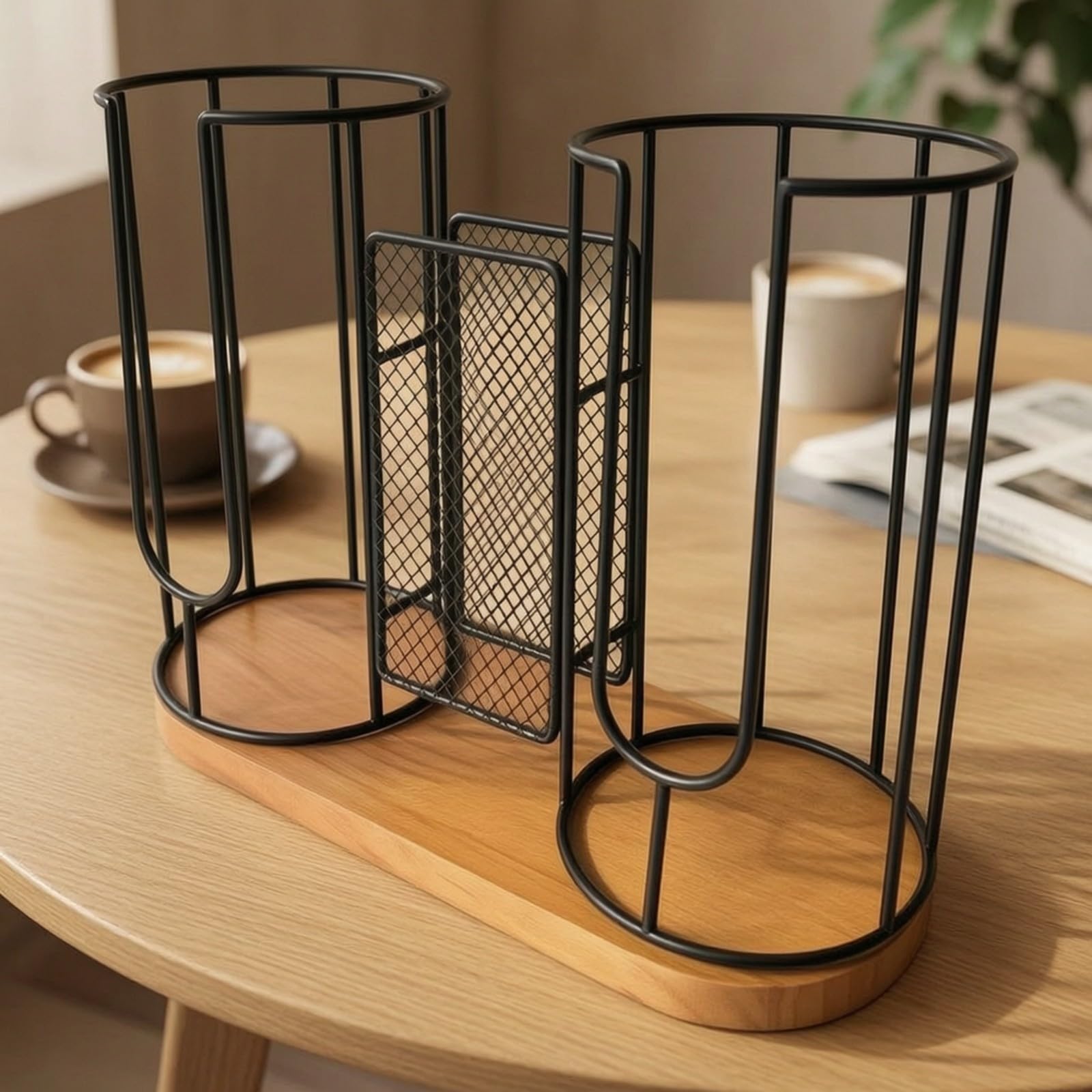 Gralara Rack Portavasos Encimera Negro | Resistente, Dispensador Vasos Papel para mostrador, Organizador Escritorio para Vasos, Bar, Cafetería, Estilo A