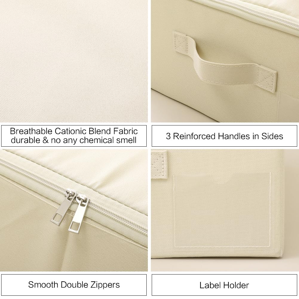 Set di 2 cestini pieghevoli con zip, lavabili e impilabili, scatole strette per soggiorno, armadio, scaffali Organizer, Beige