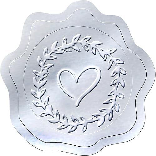 PigPotParty 500 unidades de sobres plateados en relieve, sello de sobre de papel de aluminio para el día de San Valentín, invitaciones de boda,