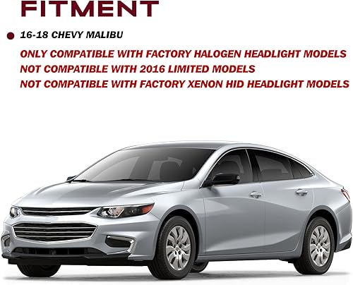 Miniatura 8 de JSBOYAT Bombillas incluidas de repuesto para faros delanteros halógenos para Chevy Malibu Sedan OE 2016 2017 2018 estilo fábrica faro delantero lado